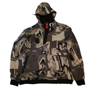 Nike Women's Marble Print Black/Multi Half-Zip Hooded Jacket Size Medium